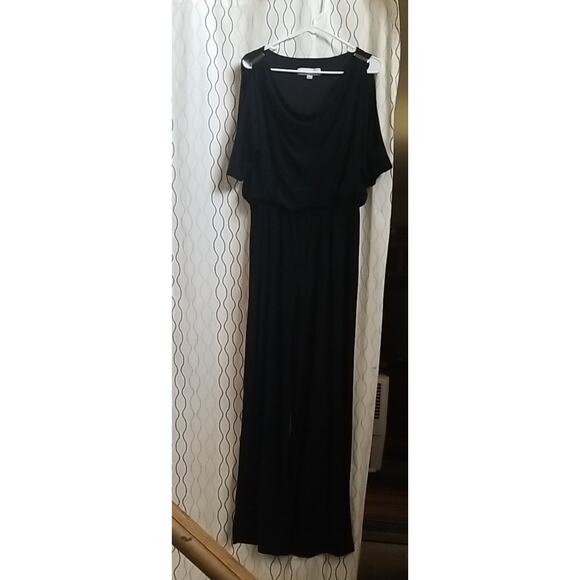 Emma & Michele Women Elegant Cold Sleeve Wide Straight Leg Jumpsuit Black Size L - Picture 1 of 16